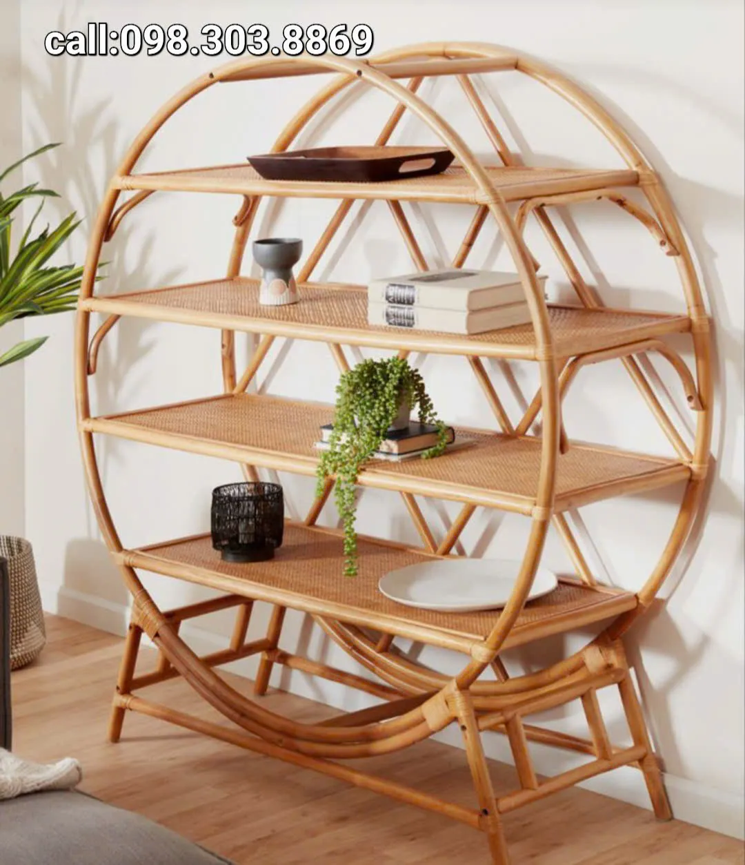 Kệ sách tròn mây tự nhiên GS 05