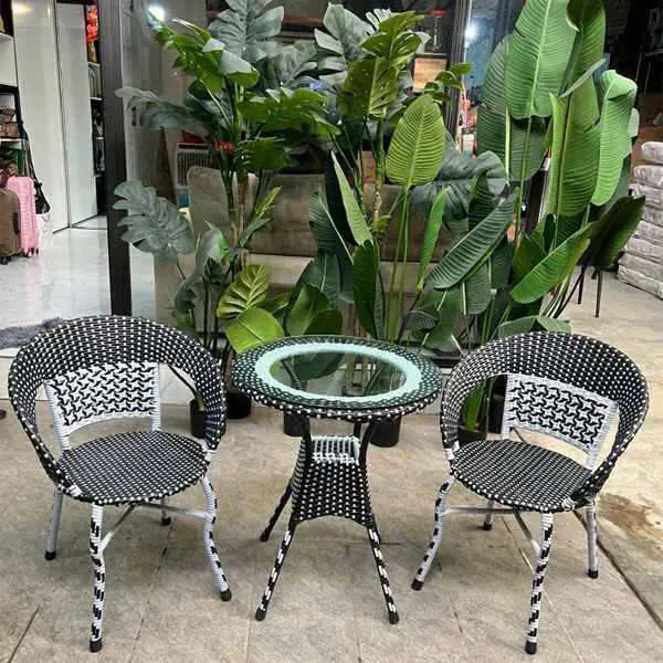 BÀN GHẾ CAFE MÂY NHỰA