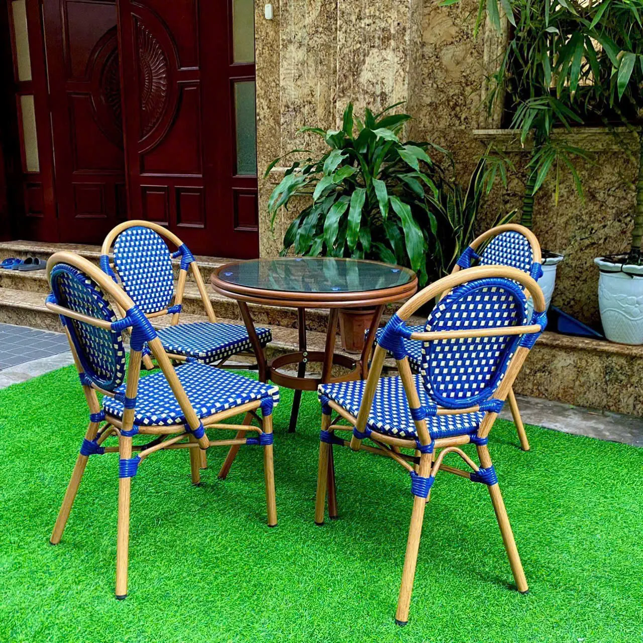 Bộ bàn ghế cafe khung nhôm nhập khẩu CF016