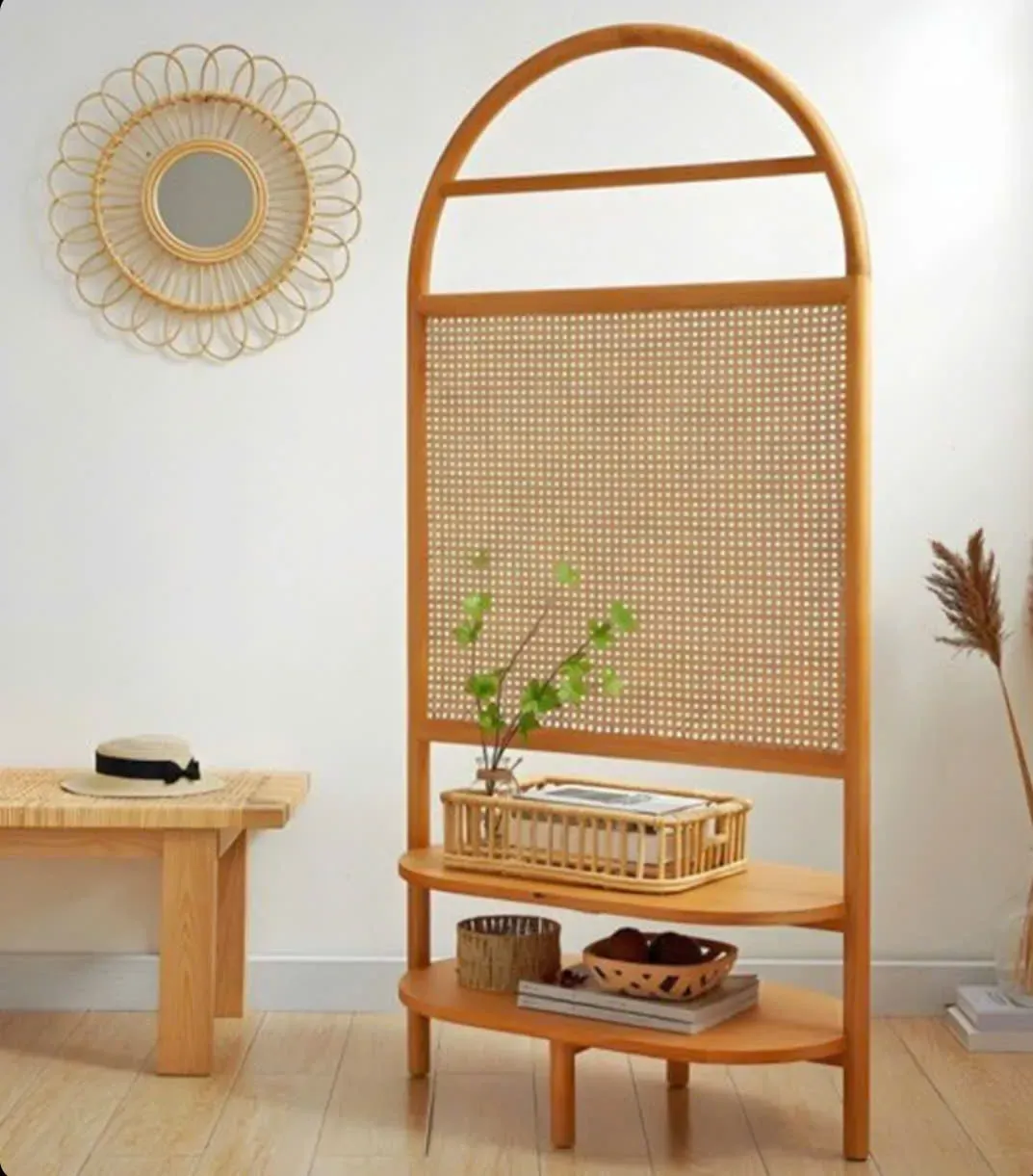 Hình ảnh Vách ngăn phòng gỗ căng mây BP01